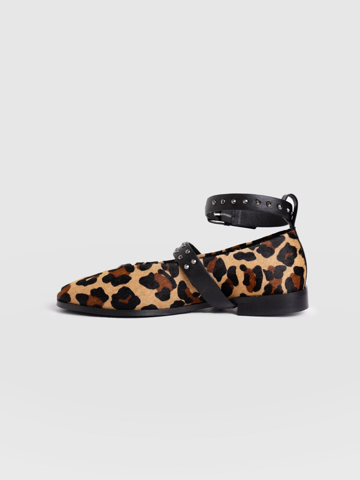 Vega Studded Ballerina Flats - Leopard