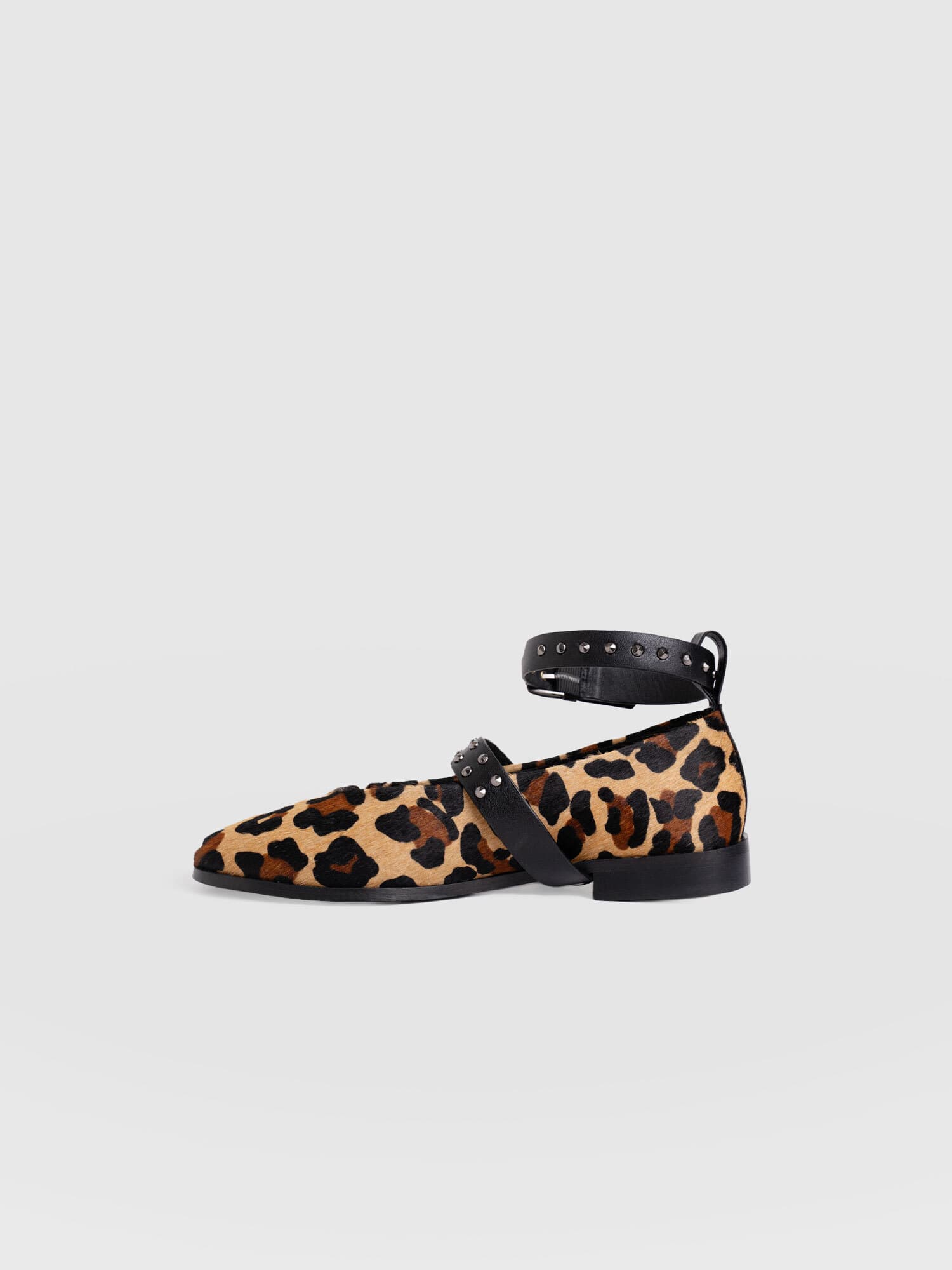 Vega Studded Ballerina Flats - Leopard
