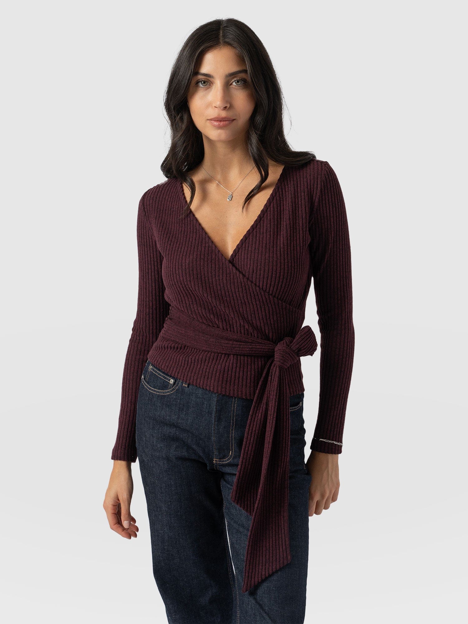 Victory Rib Top Burgundy - Women's Tops | Saint + Sofia® UK