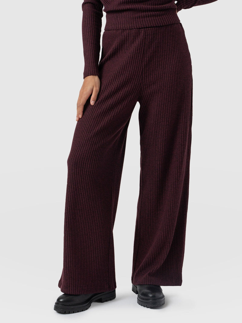 Victory Rib Wide Leg Pant - Burgundy