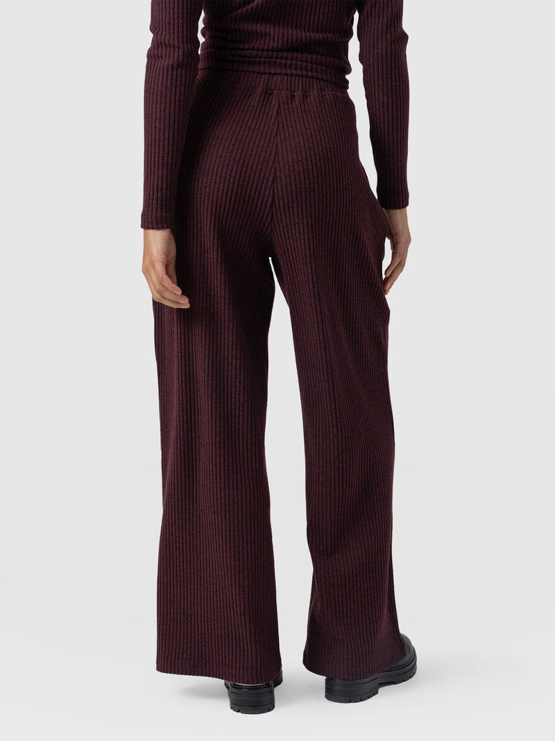 Victory Rib Wide Leg Pant - Burgundy