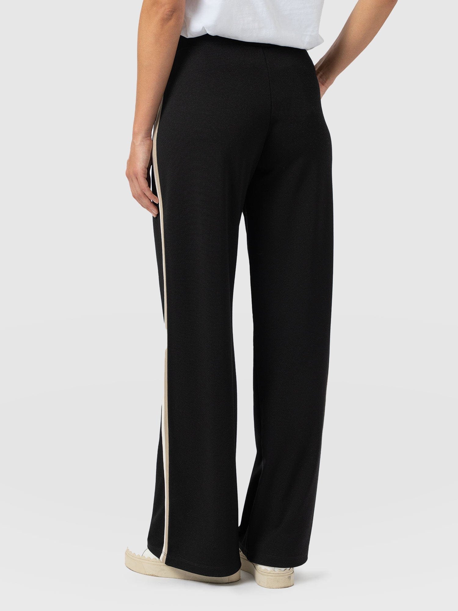 Victory Straight Leg Pant - Black - Cream/Beige Stripe