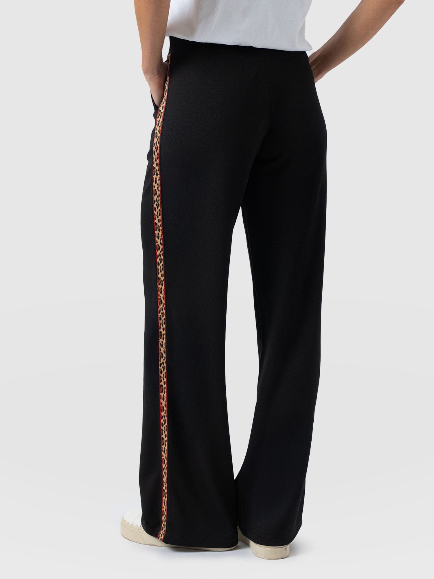 Victory Straight Leg Pant - Black - Leopard - Women's Trousers | Saint + Sofia® UK