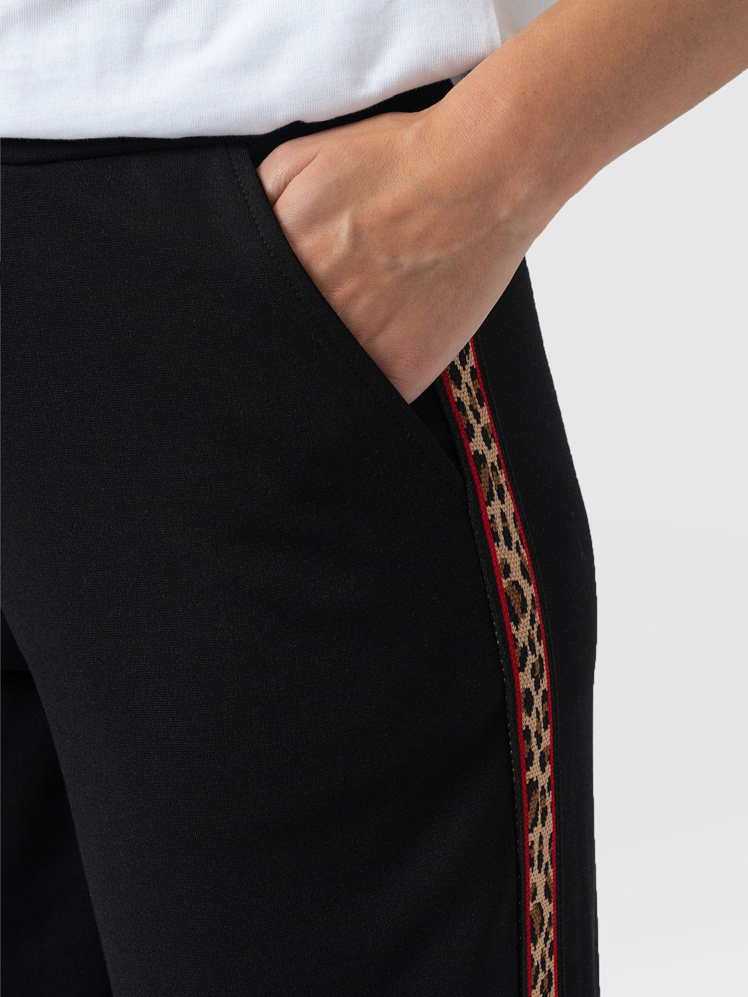 Victory Straight Leg Pant - Black - Leopard - Women's Trousers | Saint + Sofia® UK