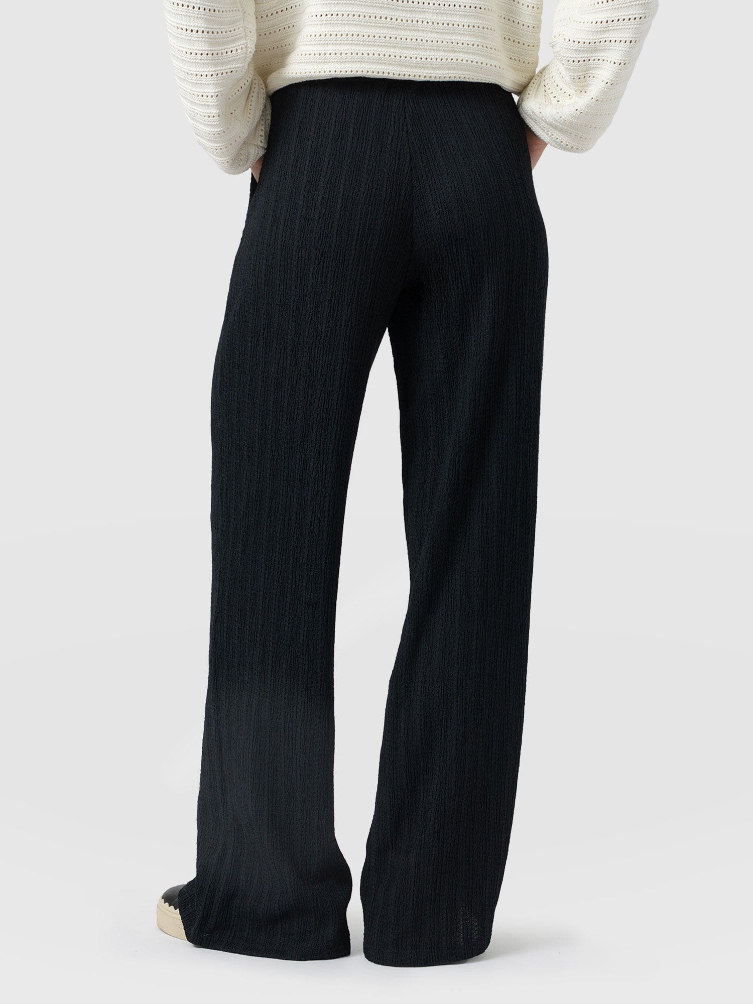 Victory Straight Leg Pant - Black Textured - Women's Trousers | Saint + Sofia® UK