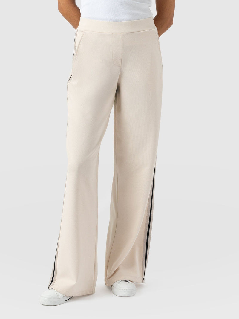 Victory Straight Leg Pant - Cream - Black Stripe - Women's Trousers | Saint + Sofia® UK