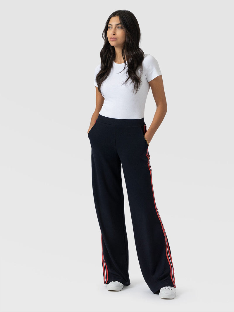 Victory Straight Leg Pant Navy/Red Stripe - Women's Trousers | Saint + Sofia® UK