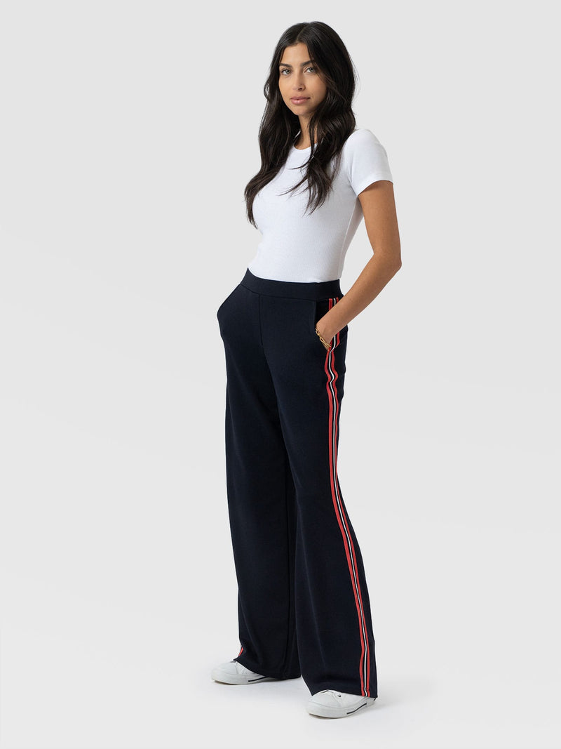 Victory Straight Leg Pant Navy/Red Stripe - Women's Trousers | Saint + Sofia® UK