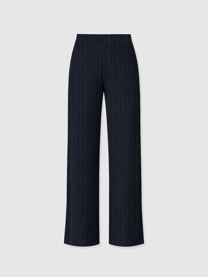 Victory Straight Leg Pant - Navy Textured - Women's Trousers | Saint and Sofia® UK