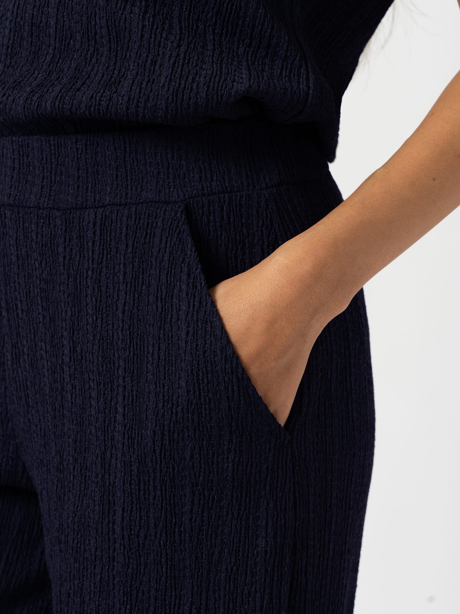 Victory Straight Leg Pant - Navy Textured - Women's Trousers | Saint + Sofia® UK