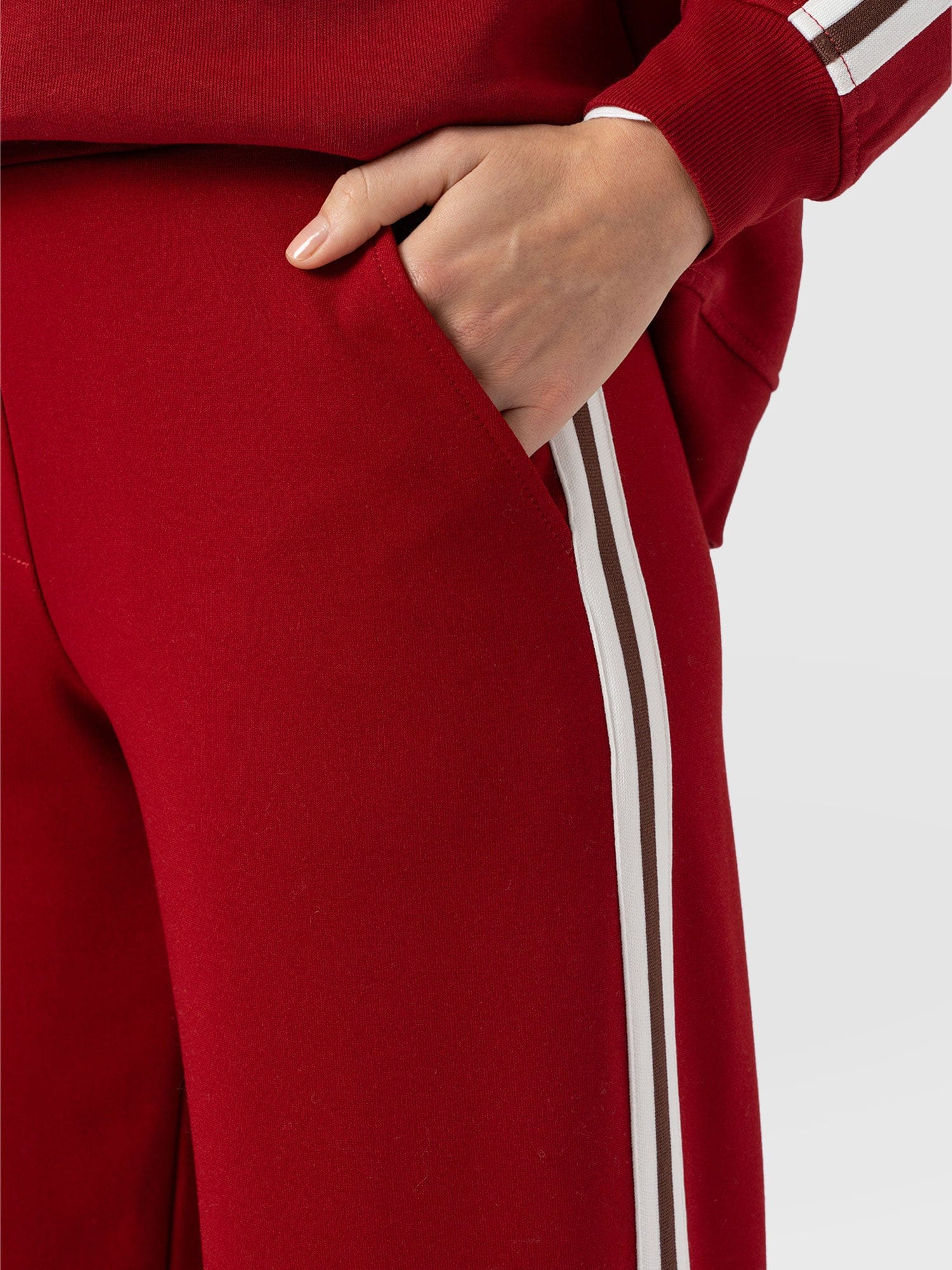 Victory Straight Leg Pant - Red - Brown Stripe - Women's Trousers | Saint + Sofia® UK