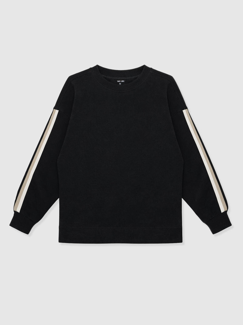 Victory Sweatshirt - Black - Cream/Beige Stripe