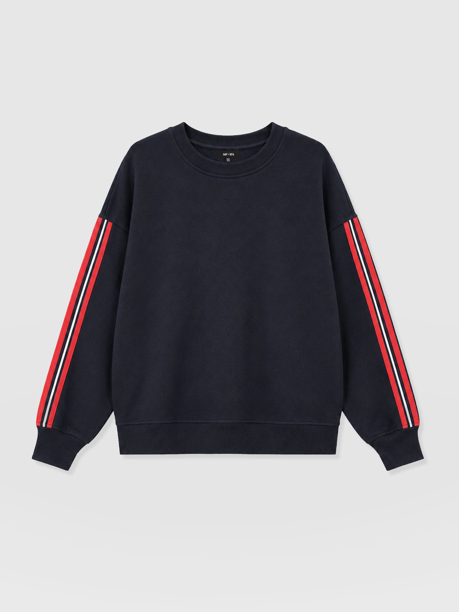 Hoxton Sweatshirt - Navy - Red Stripe - Women's Jumpers | Saint and Sofia® UK
