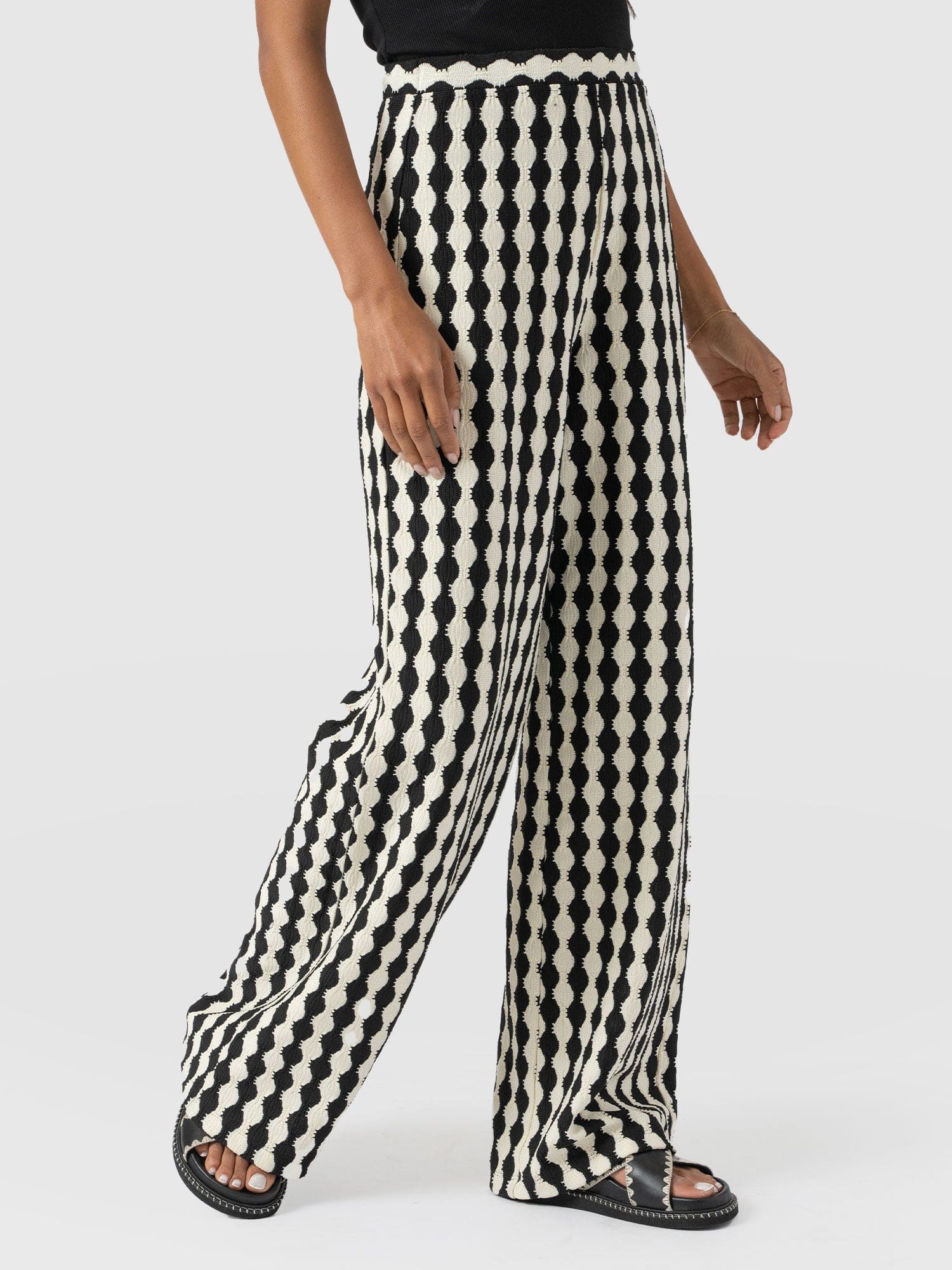 Victory Wide Leg Pant - Black/Cream
