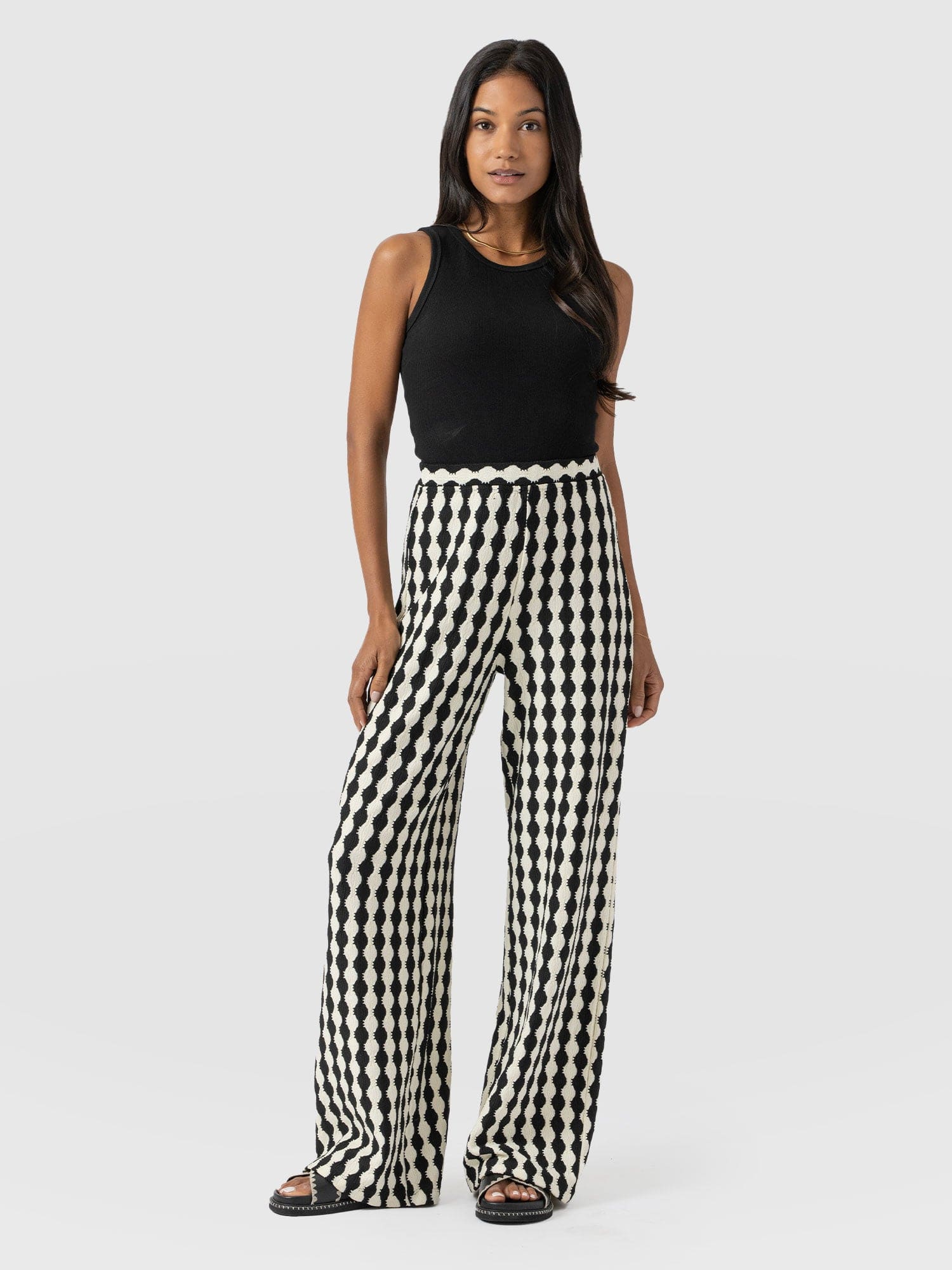 Victory Wide Leg Pant - Black/Cream
