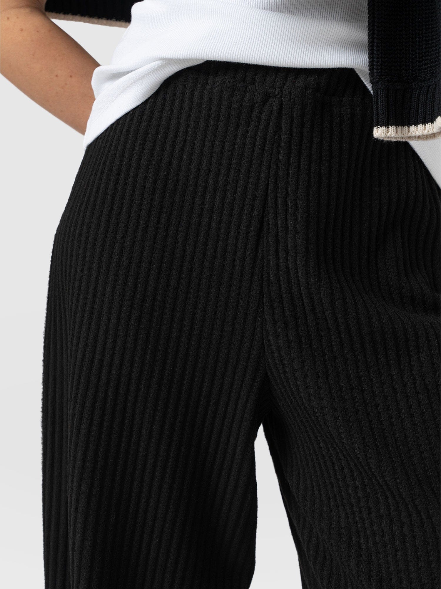 Victory Wide Leg Pant - Black Rib
