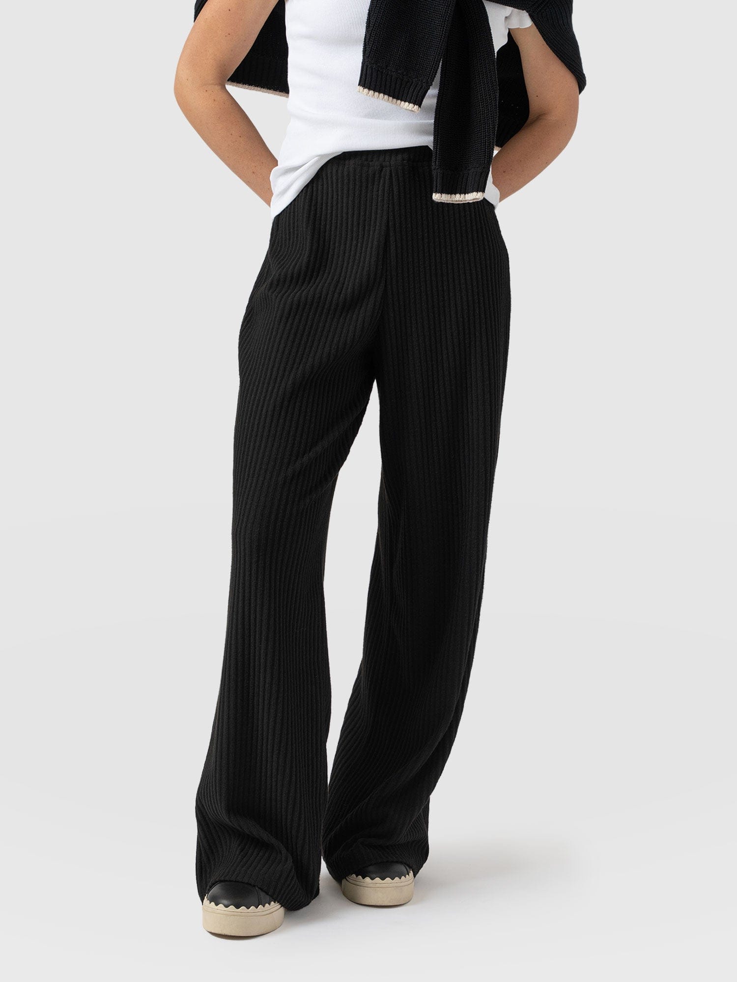 Victory Wide Leg Pant - Black Rib