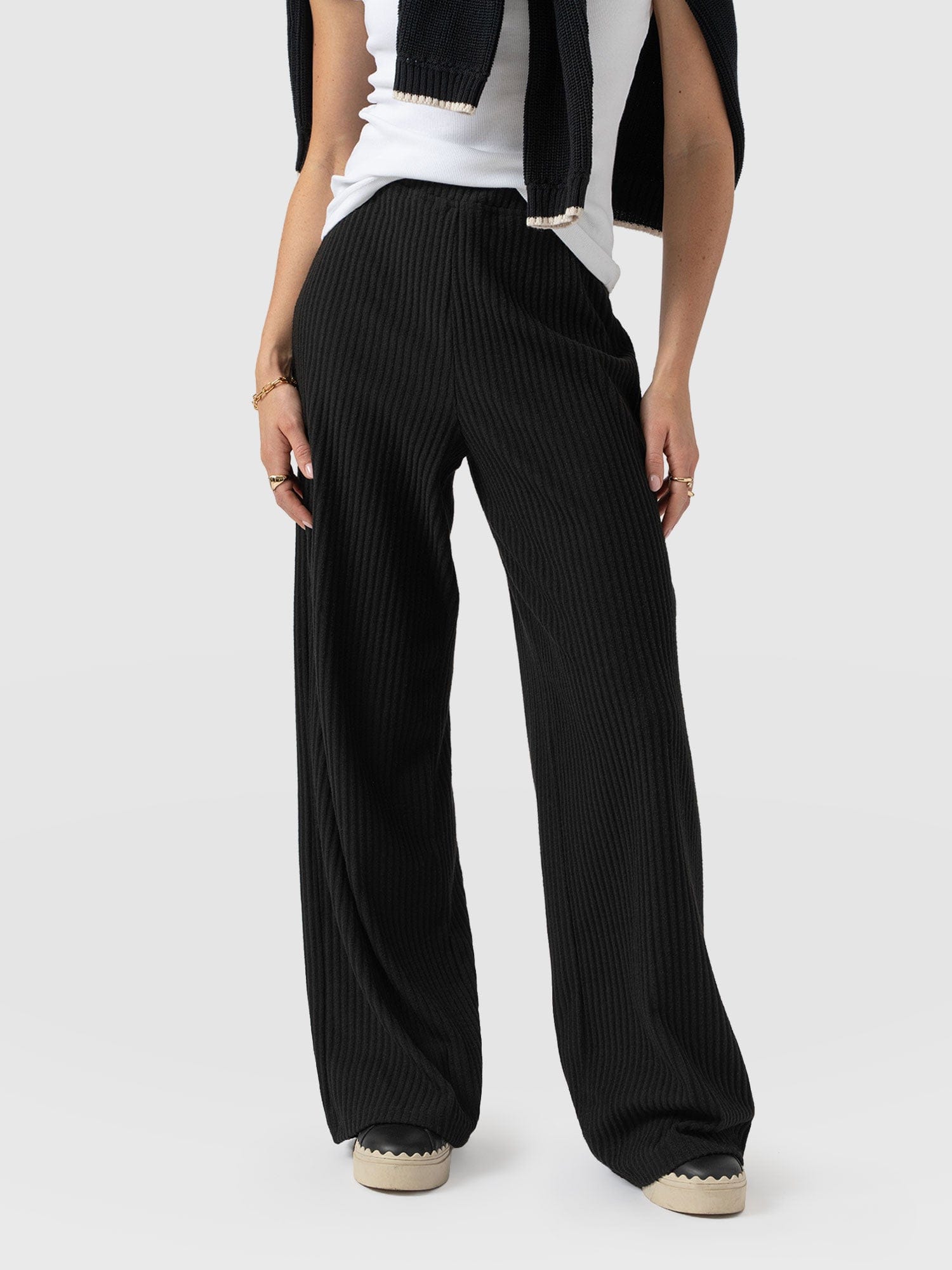 Victory Wide Leg Pant - Black Rib