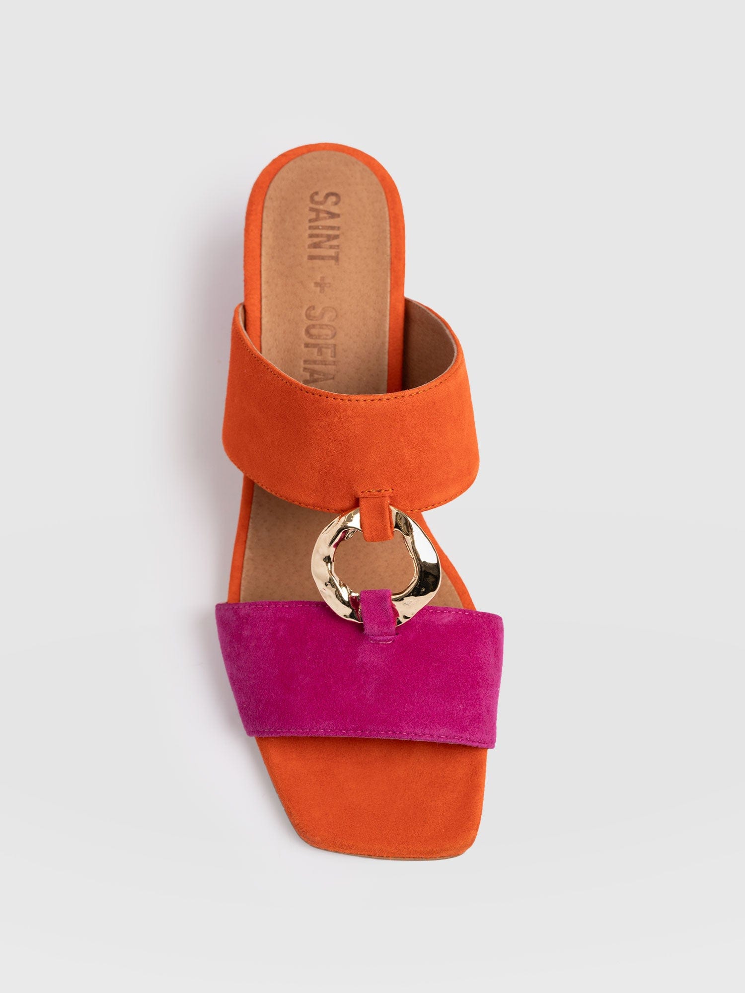 Vivienne Heeled Mules - Pink/Orange - Women's Shoes | Saint + Sofia® UK