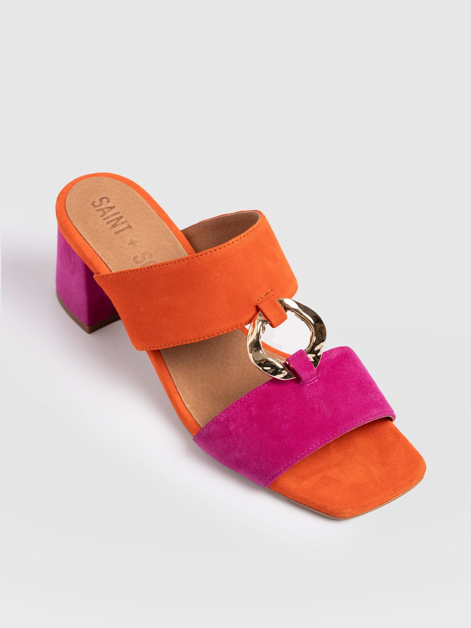 Vivienne Heeled Mules - Pink/Orange - Women's Shoes | Saint + Sofia® UK