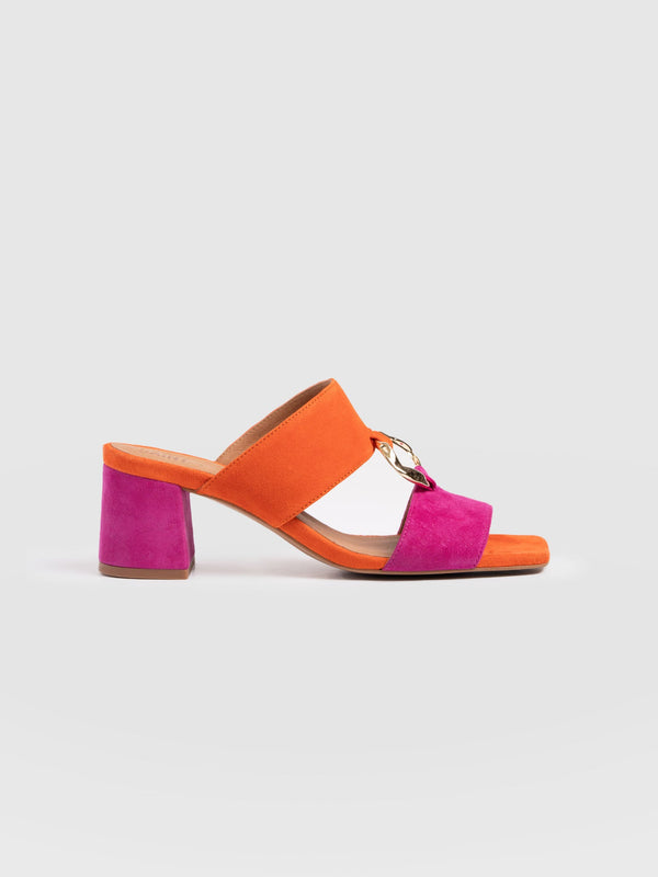 Vivienne Heeled Mules - Pink/Orange