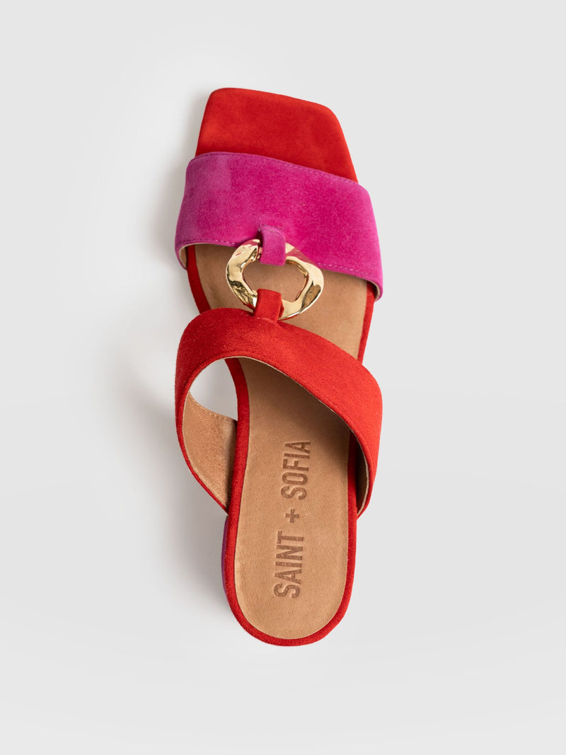 Vivienne Heeled Mules - Pink/Red