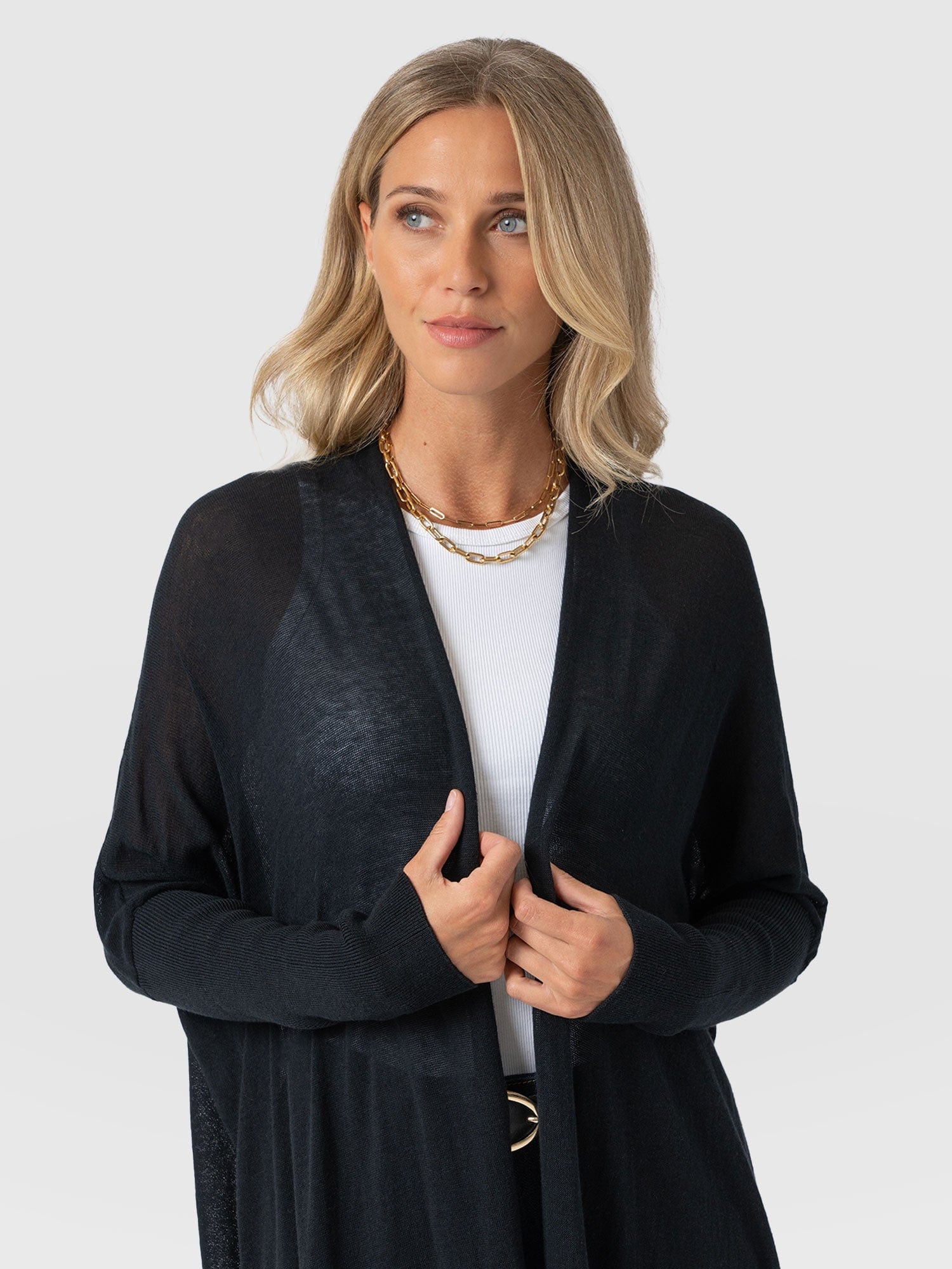 Waterfall Cardigan - Black - Women's Cardigans | Saint + Sofia® UK