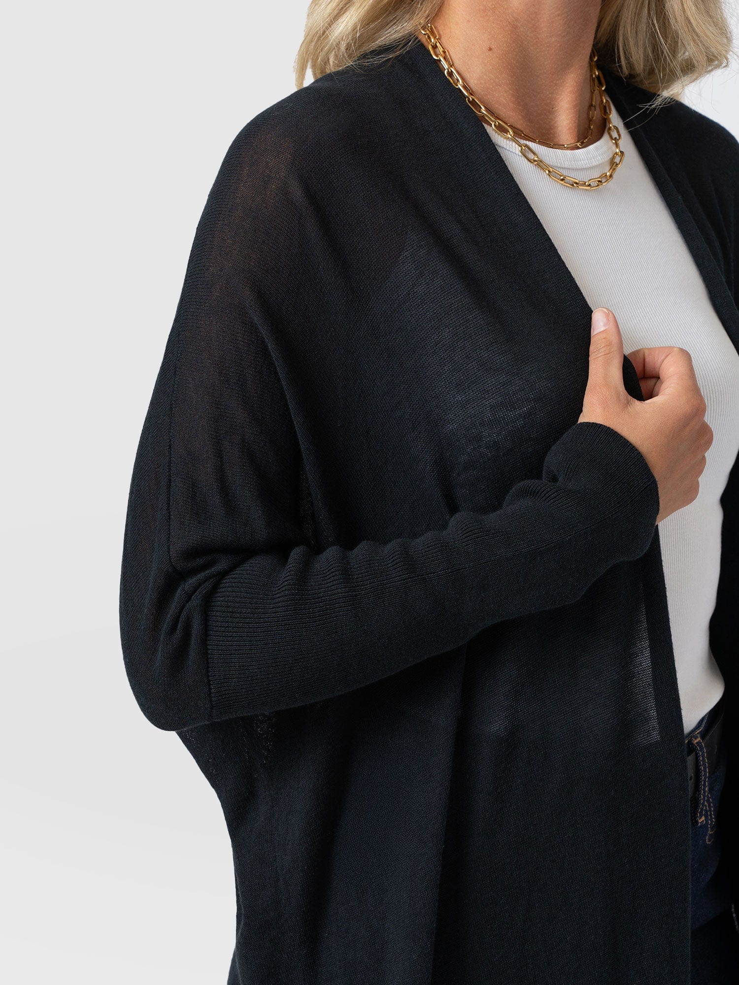 Waterfall Cardigan - Black - Women's Cardigans | Saint + Sofia® UK