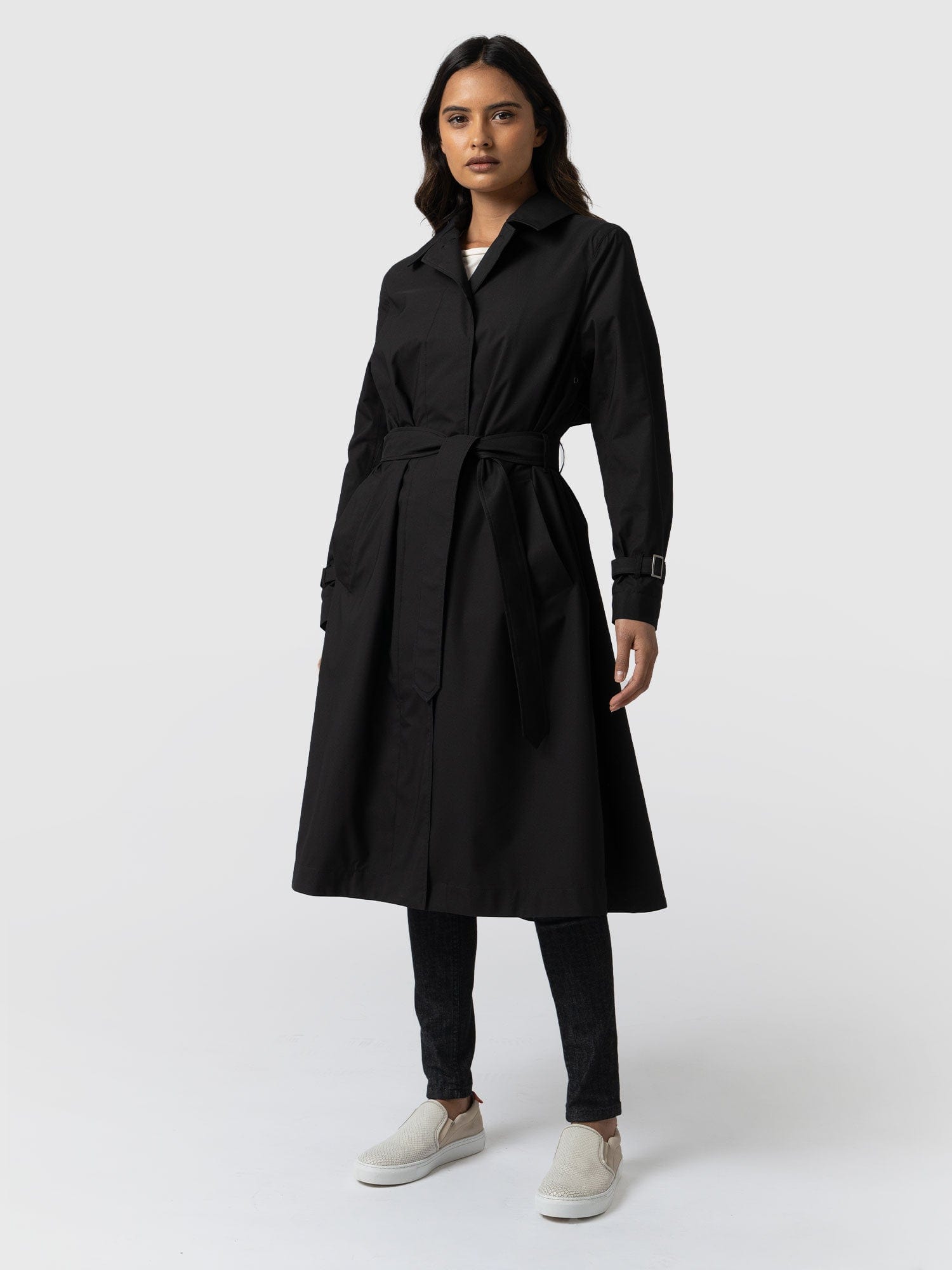 Womens black trench coat hot sale uk