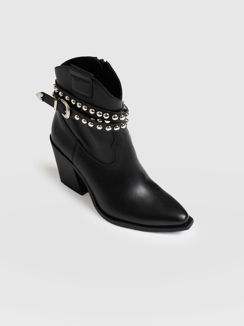 Western Studded Boot - Black