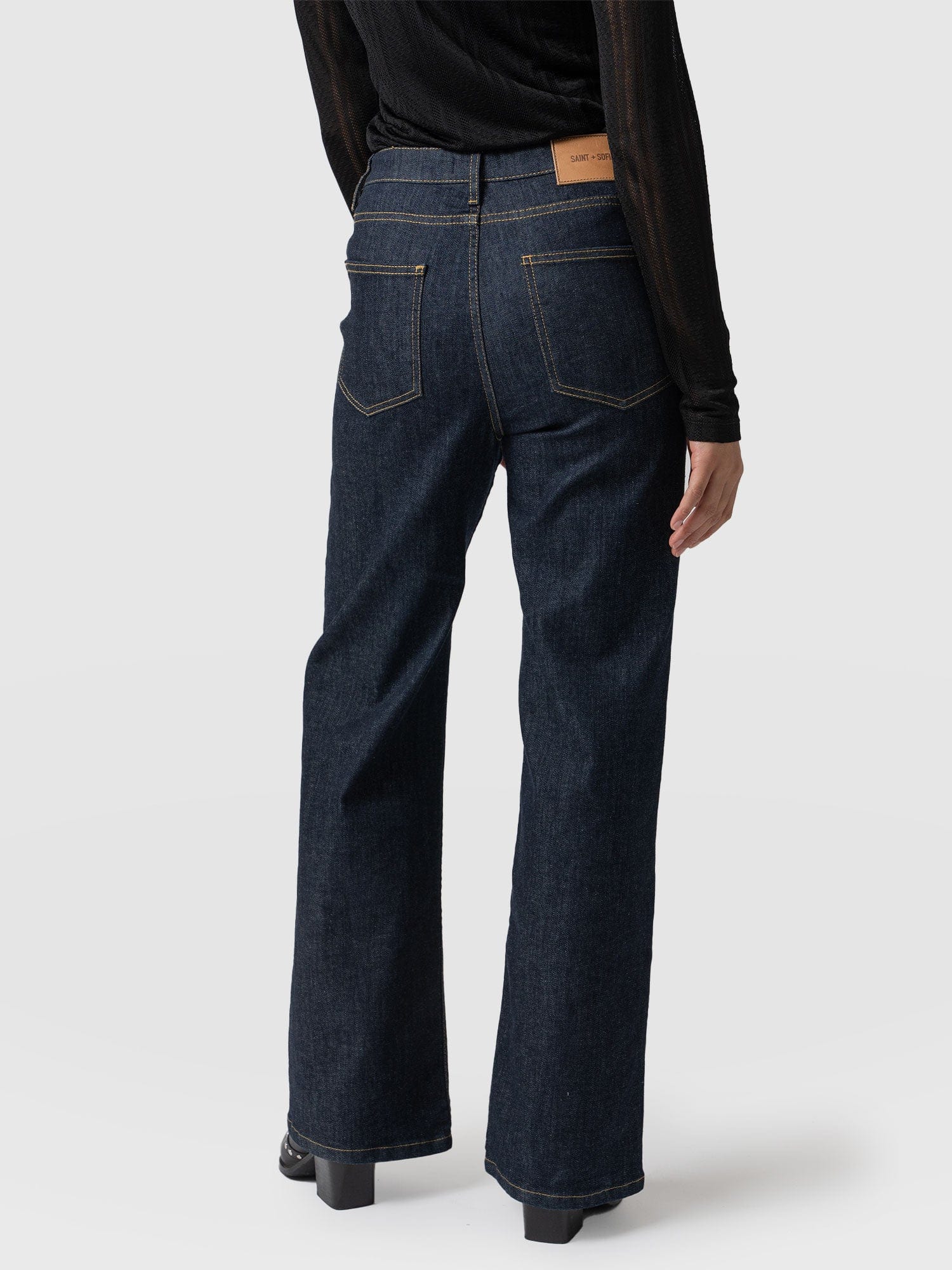 Wide leg store button fly jeans