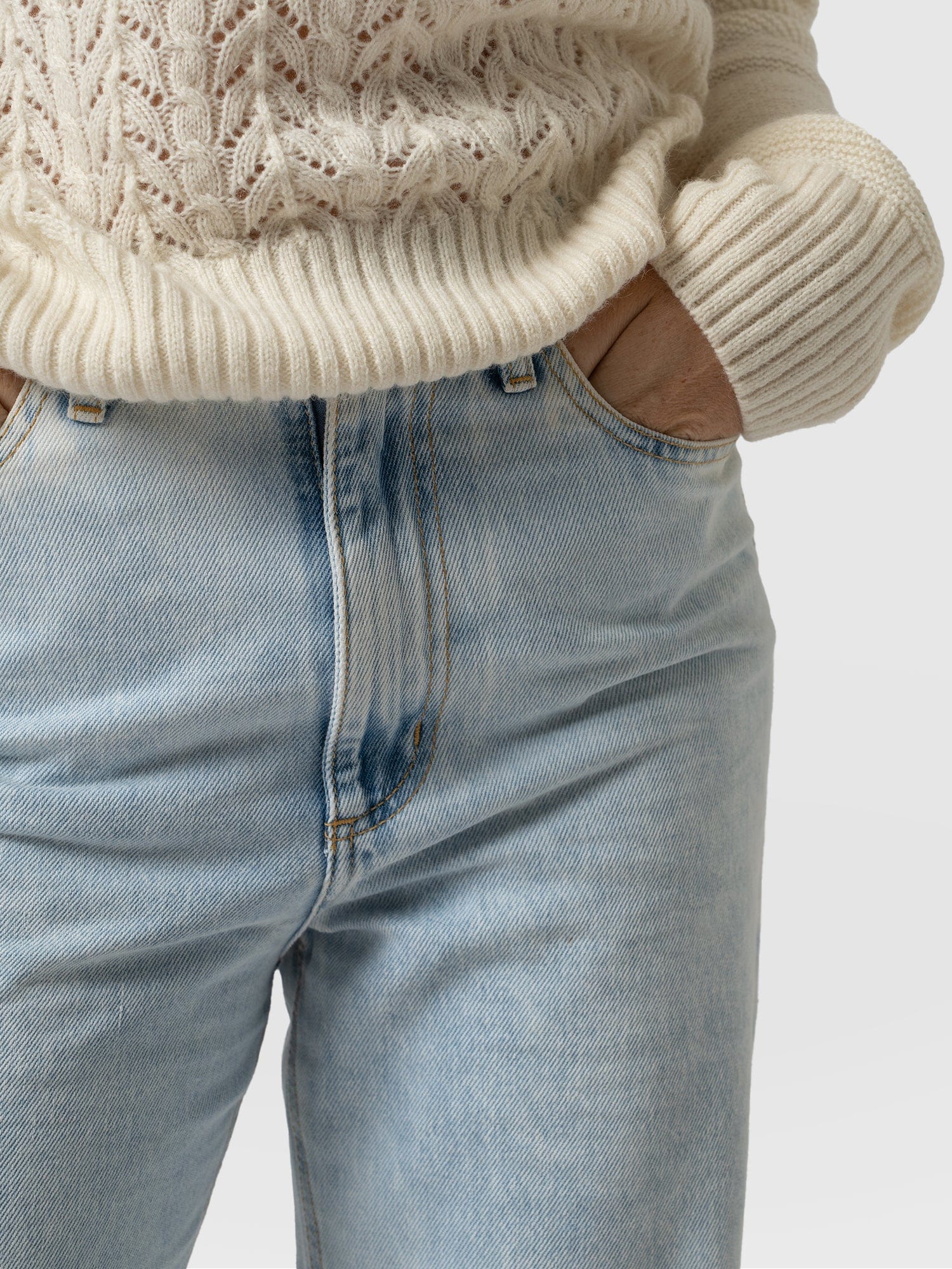 Wide Leg Jeans - Pale Blue