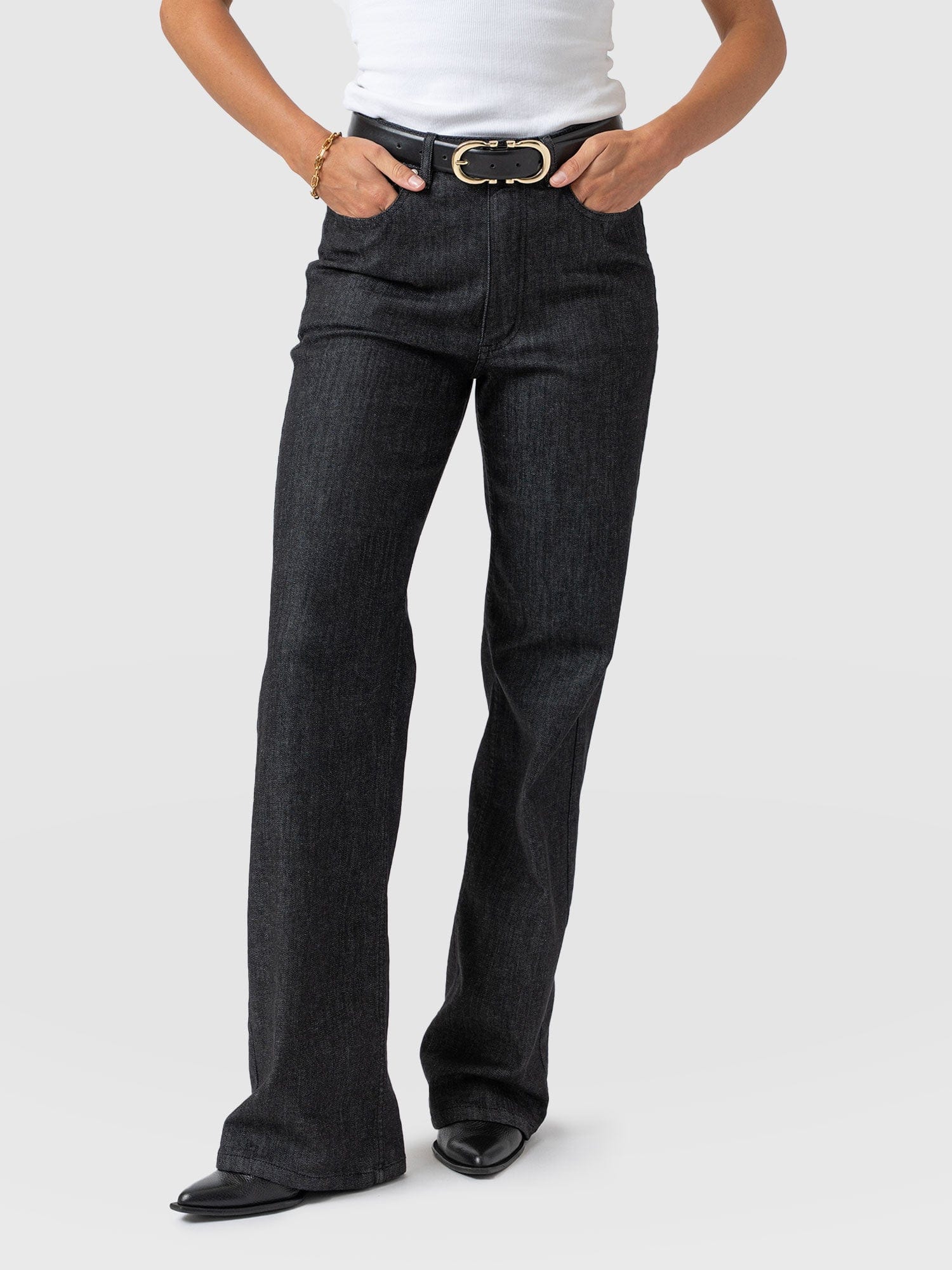 Wide Leg Jeans - Black Wash