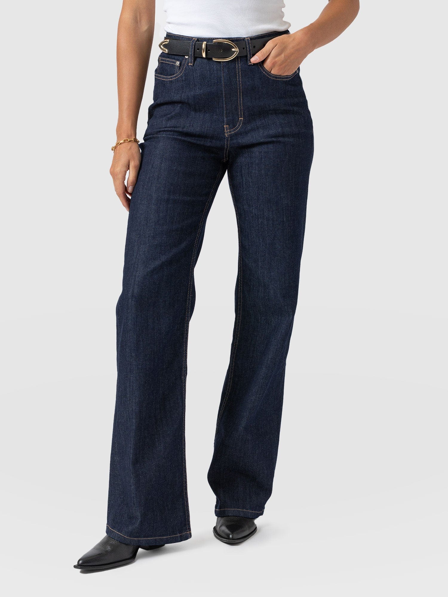 Wide Leg Jeans - Indigo Blue