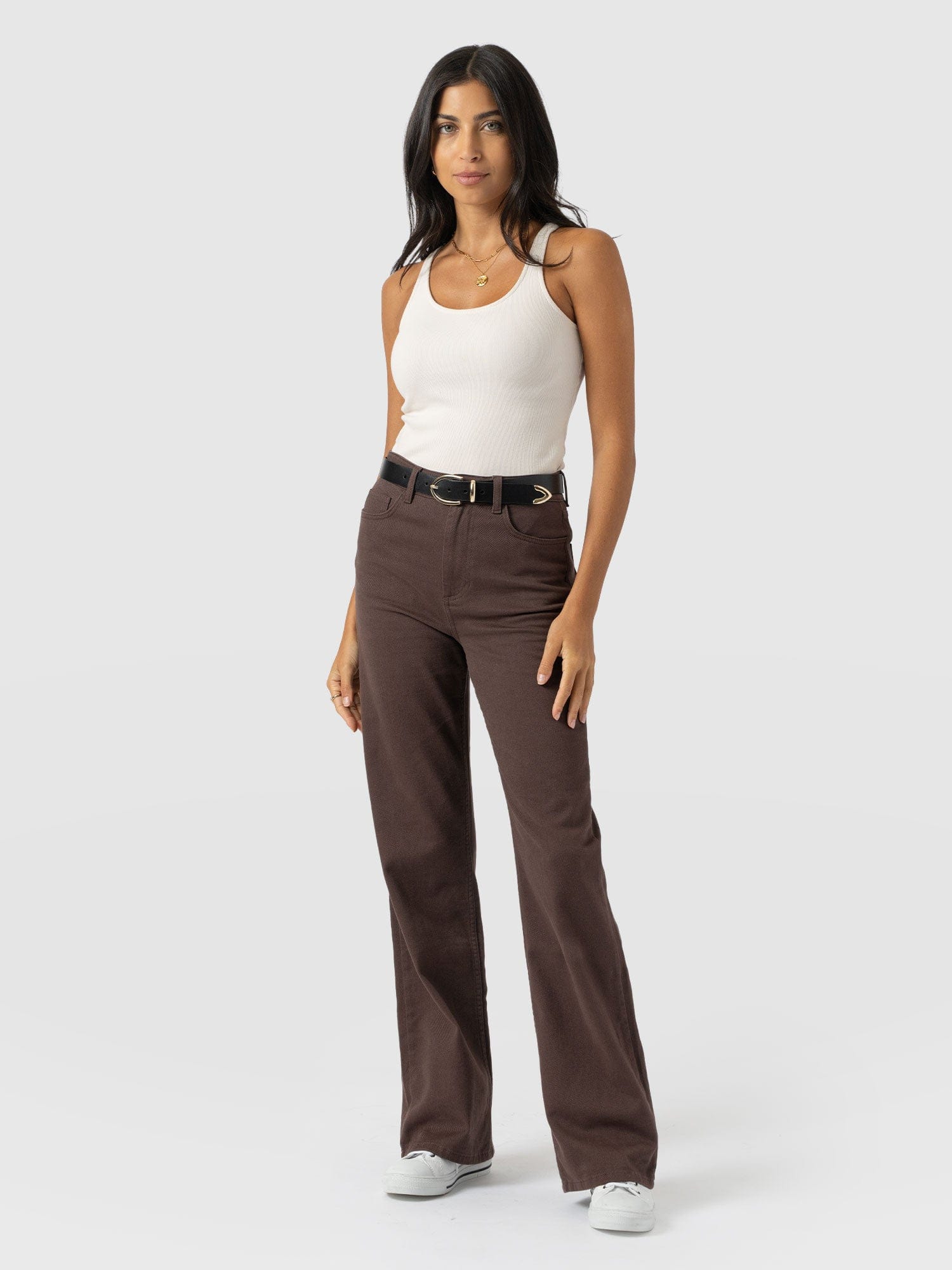 Wide Leg Jean - Brown