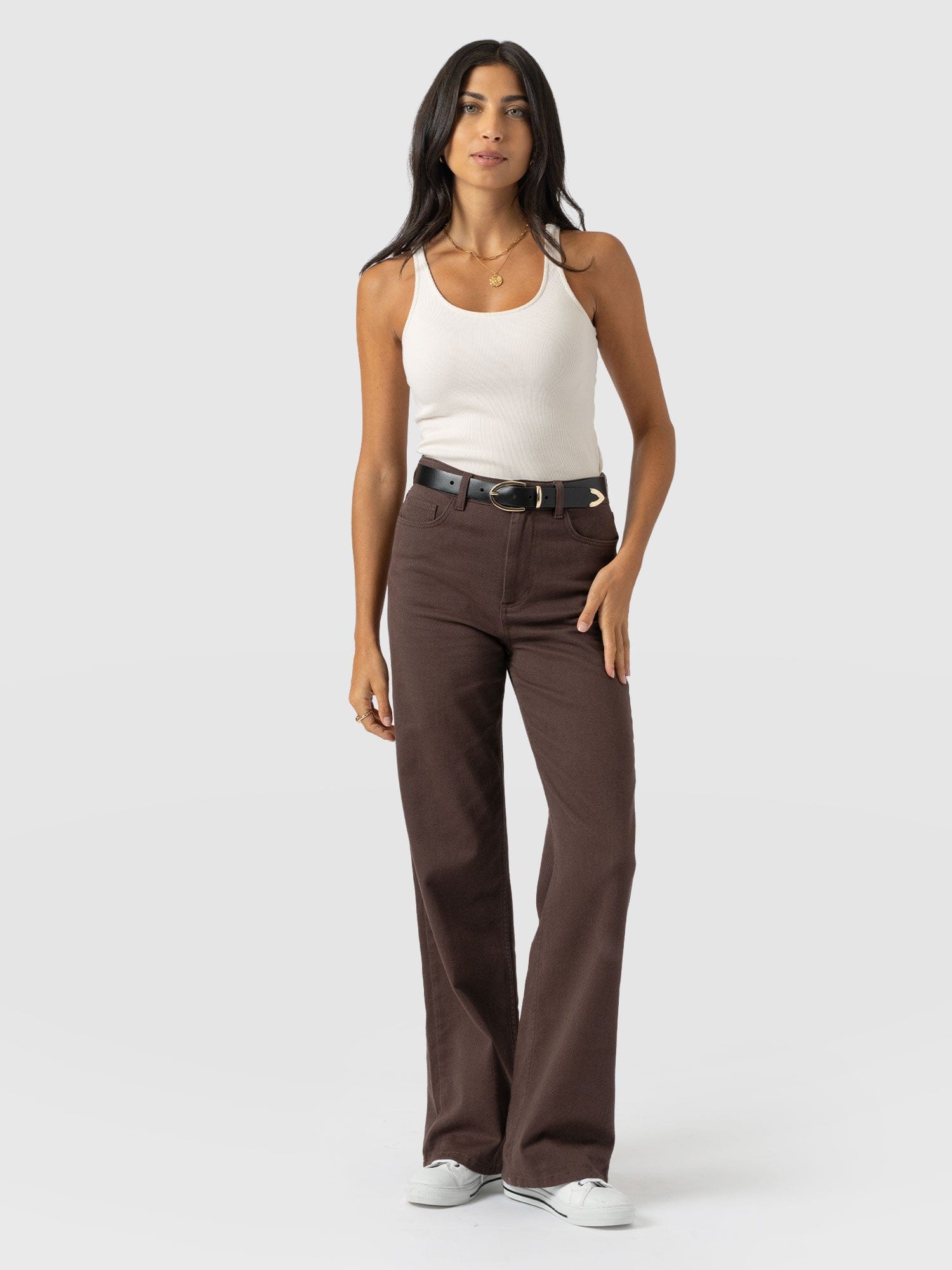 Wide Leg Jean - Brown