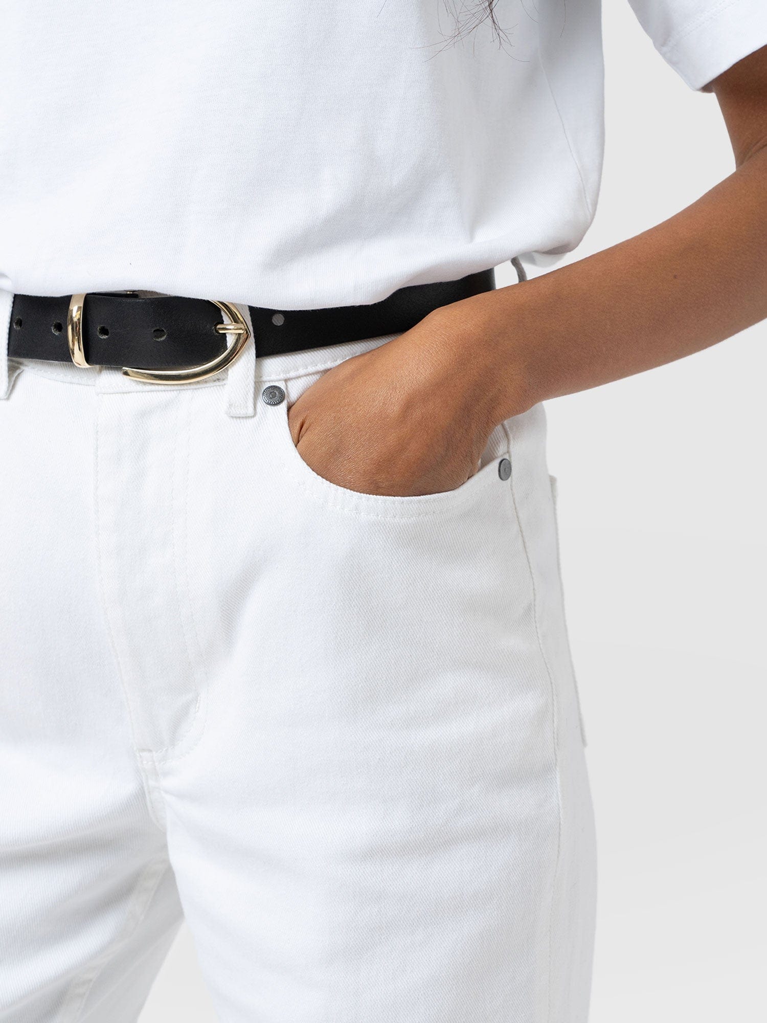 Adjustable Wide Leg Jean - White - Women's Denims | Saint + Sofia® UK