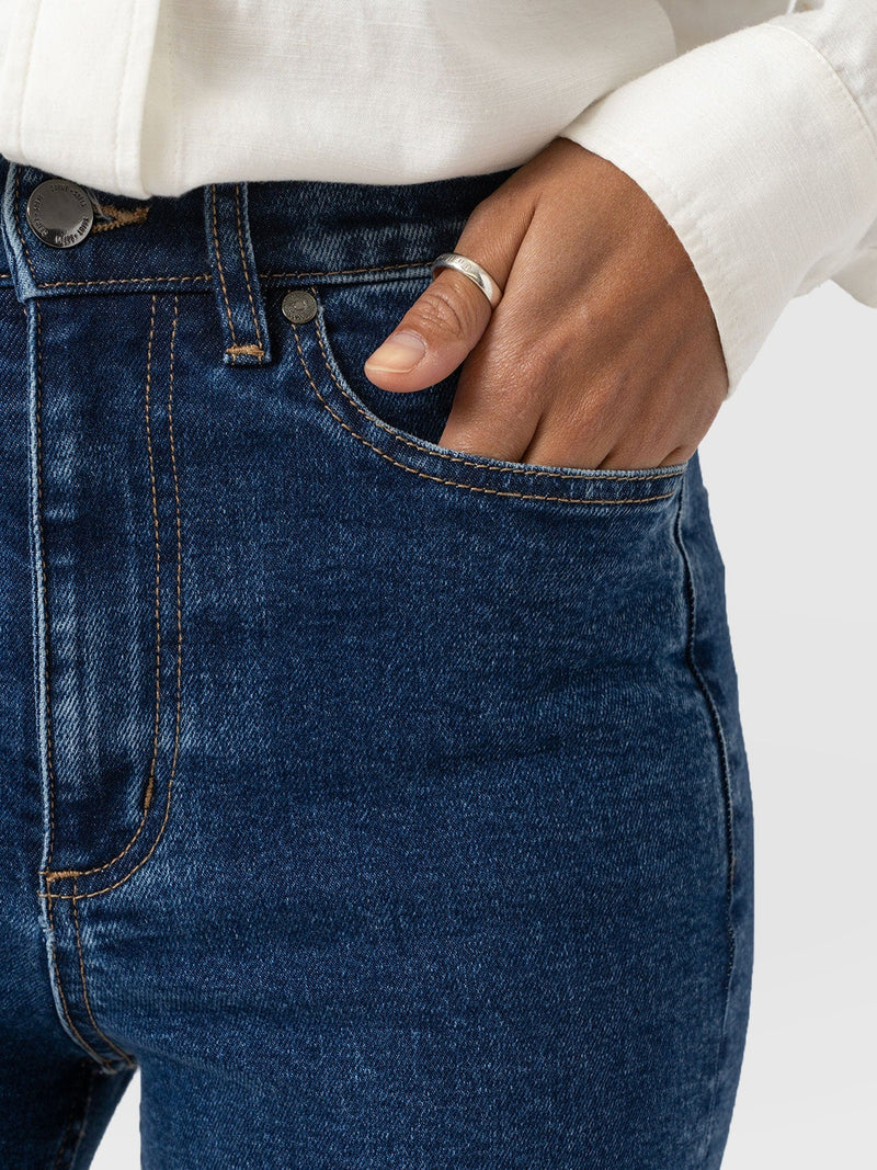 Wide Leg Jeans - Mid Blue