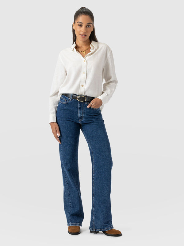 Wide Leg Jeans - Mid Blue