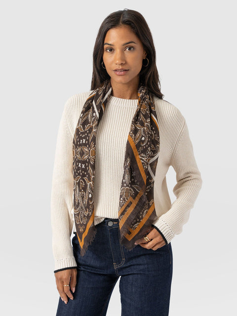 Wren Paisley Scarf - Brown - Women's Scarves | Saint + Sofia® UK