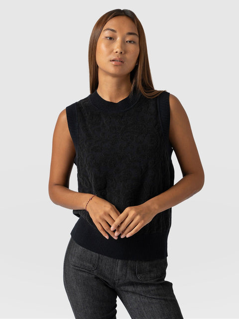 Wren Sleeveless Knit Black - Women's Vests | Saint + Sofia® UK