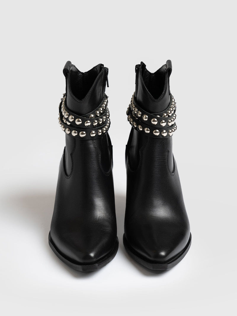 Western Studded Boot - Black