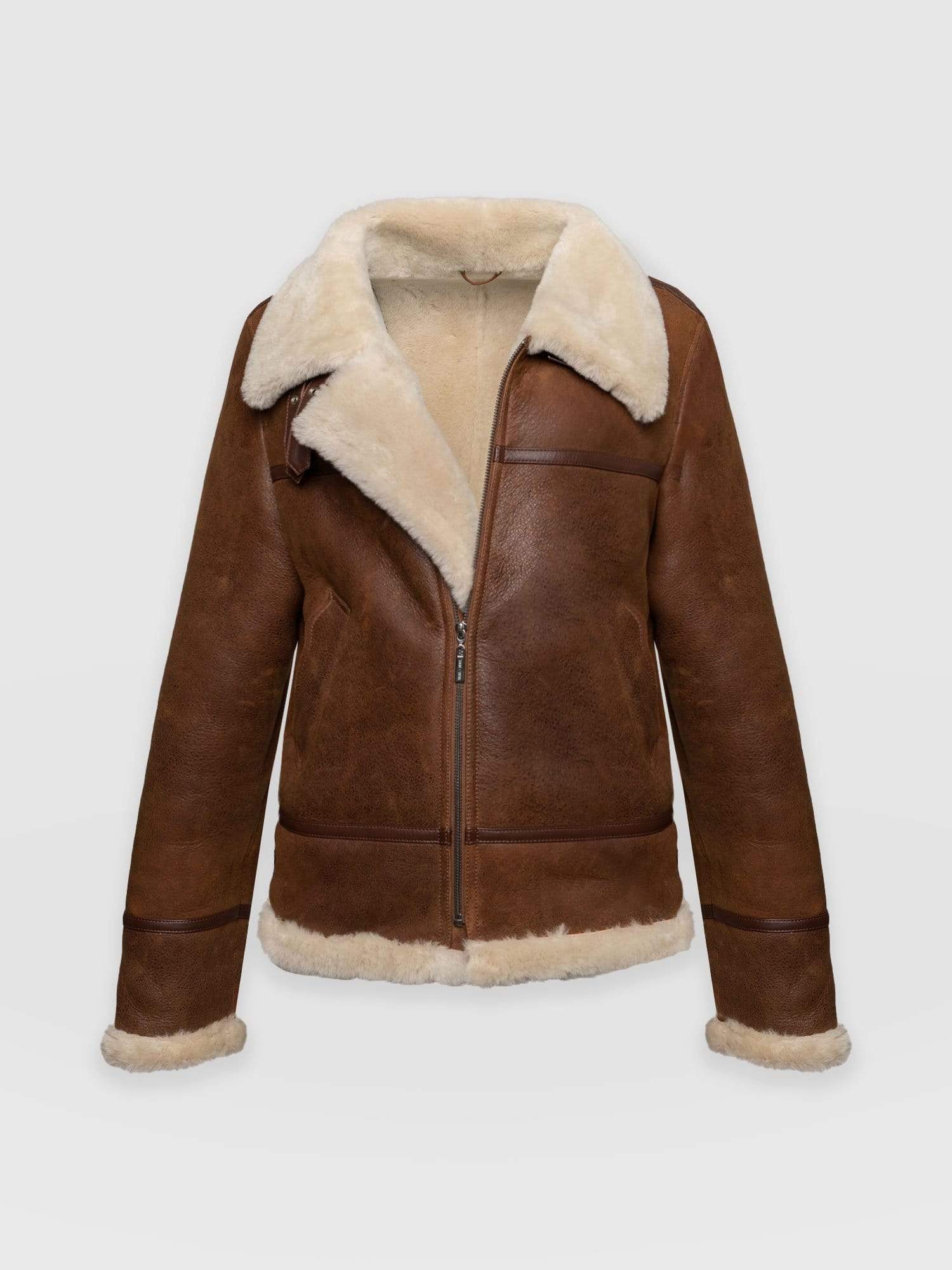 Amelia Aviator Jacket - Brown