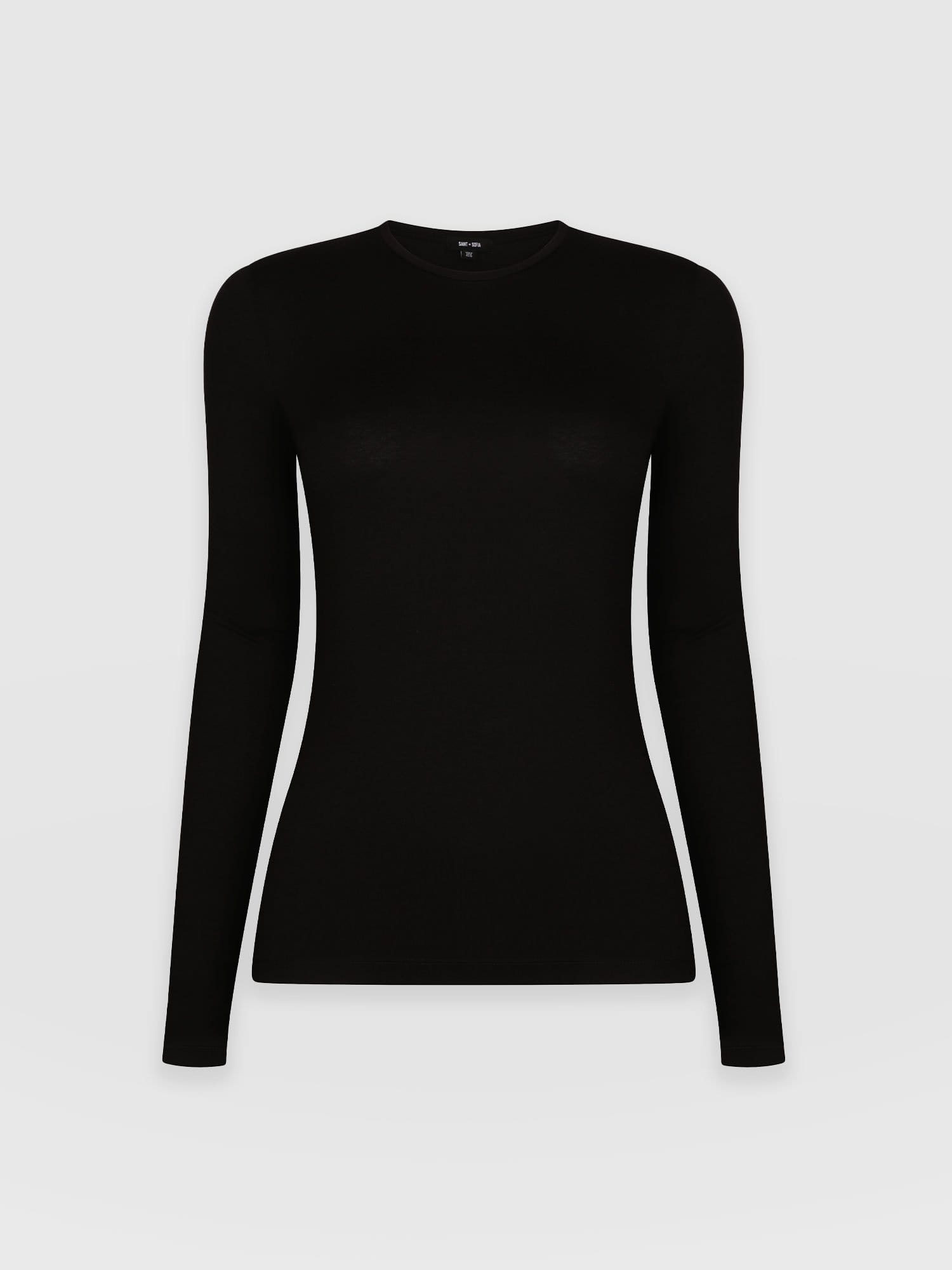 Austen Crew Neck Tee Black - Women's T-Shirts | Saint and Sofia® UK