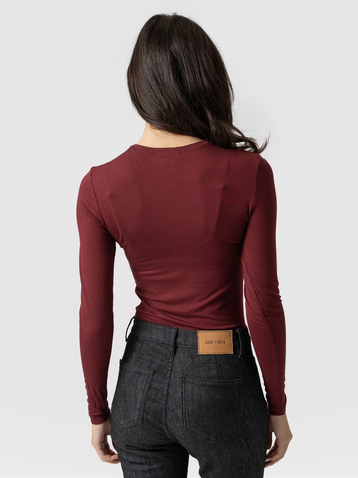 Austen Crew Neck Tee Burgundy - Women's T-Shirts | Saint + Sofia® UK