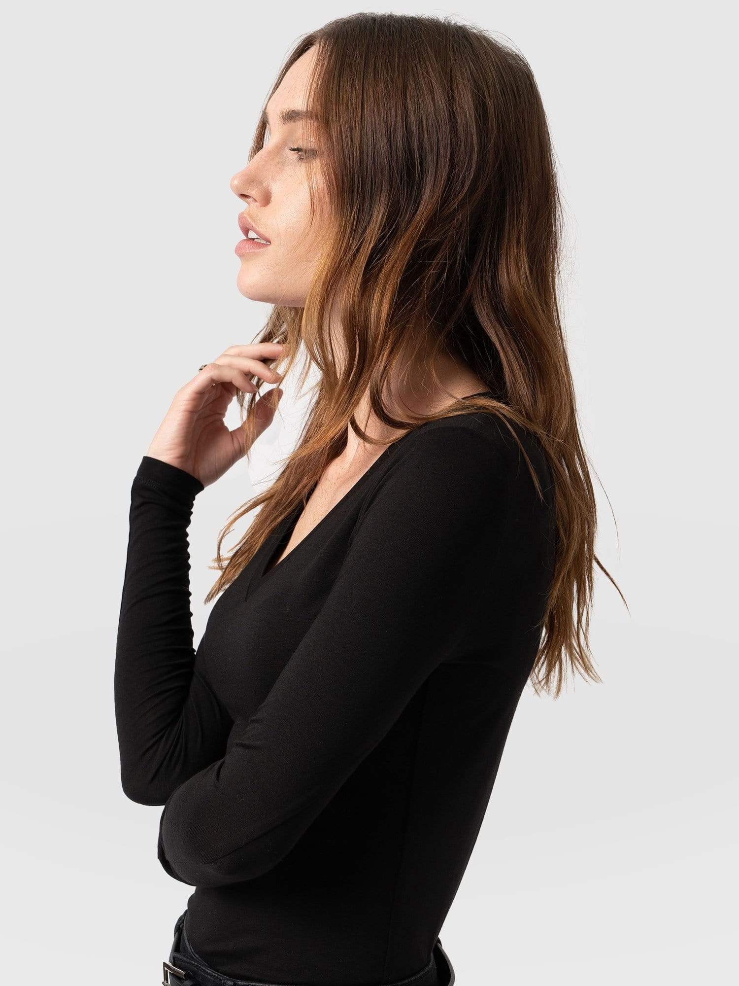 Austen V Neck Tee - Black