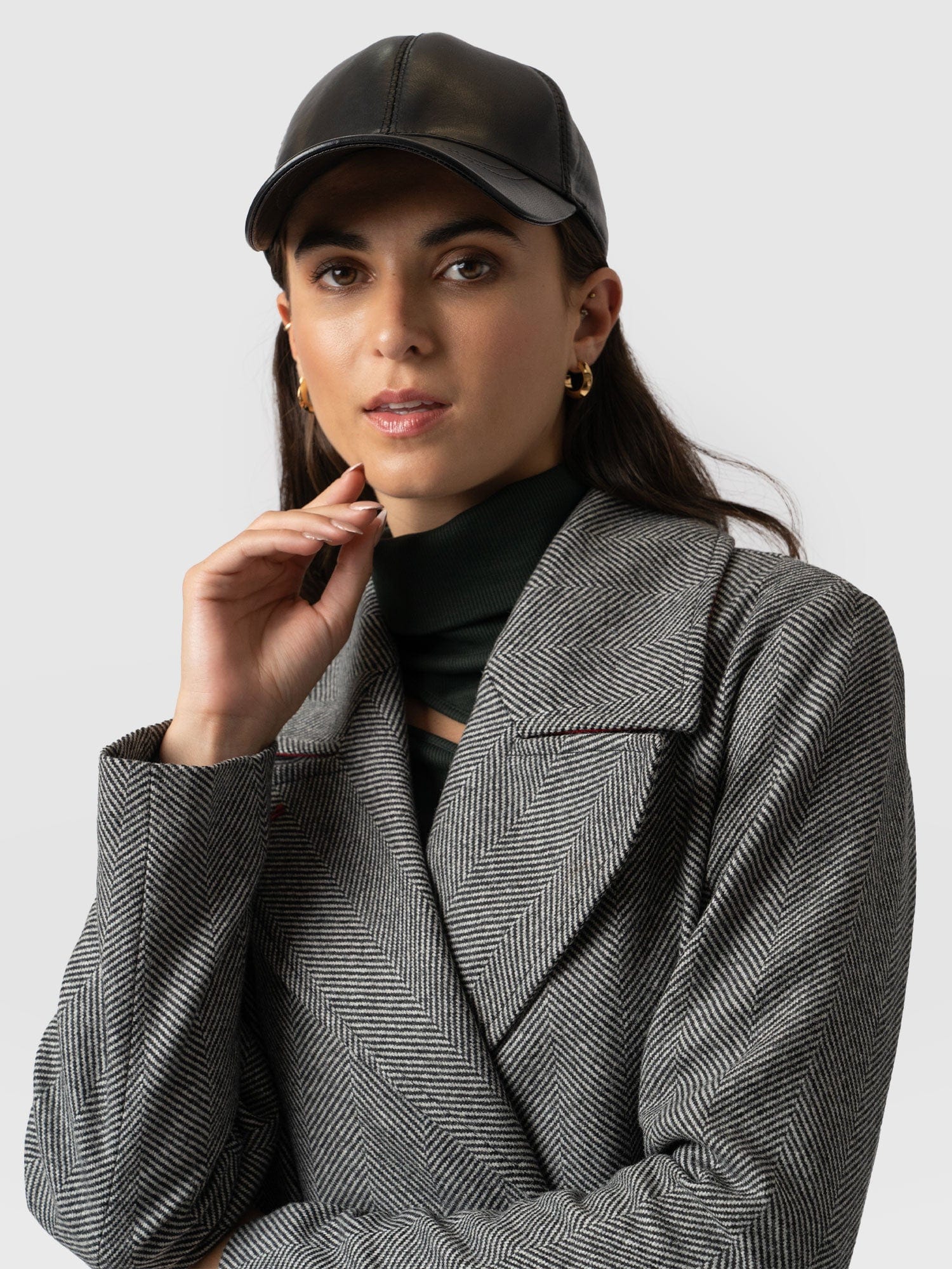 Avalon Leather Baseball Cap - Black