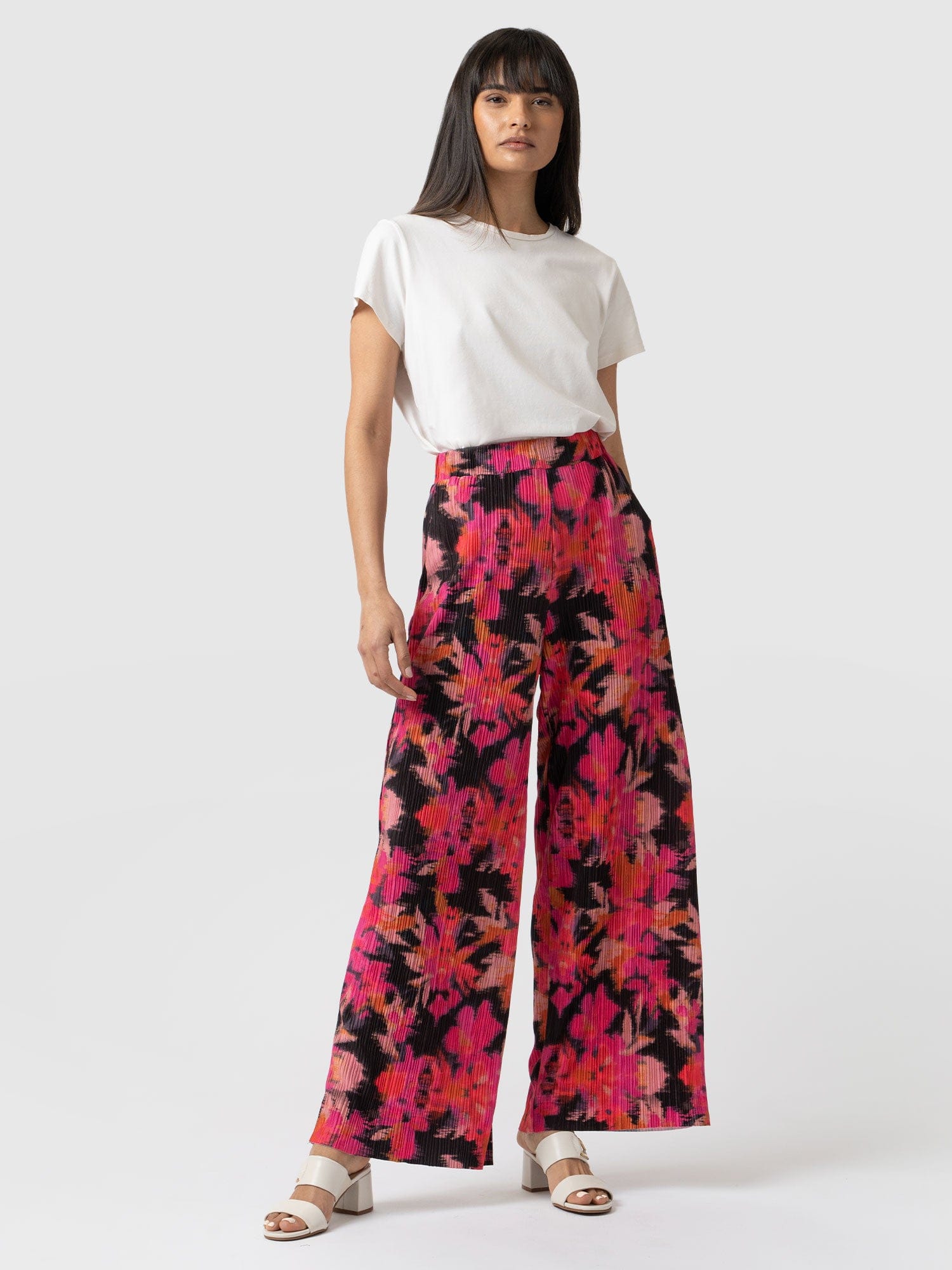 City Chic Burgundy Red Wide Leg Trousers | Evans