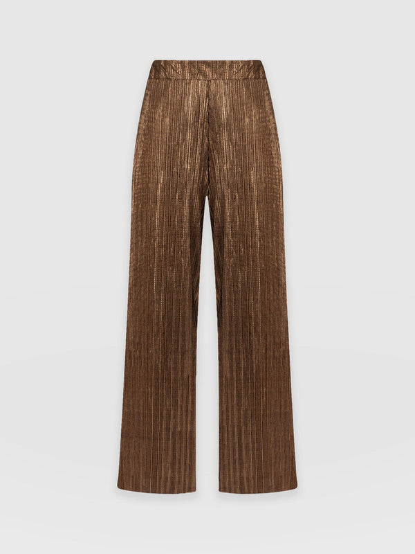 Betty Wide Leg Pant - Bronze Plisse
