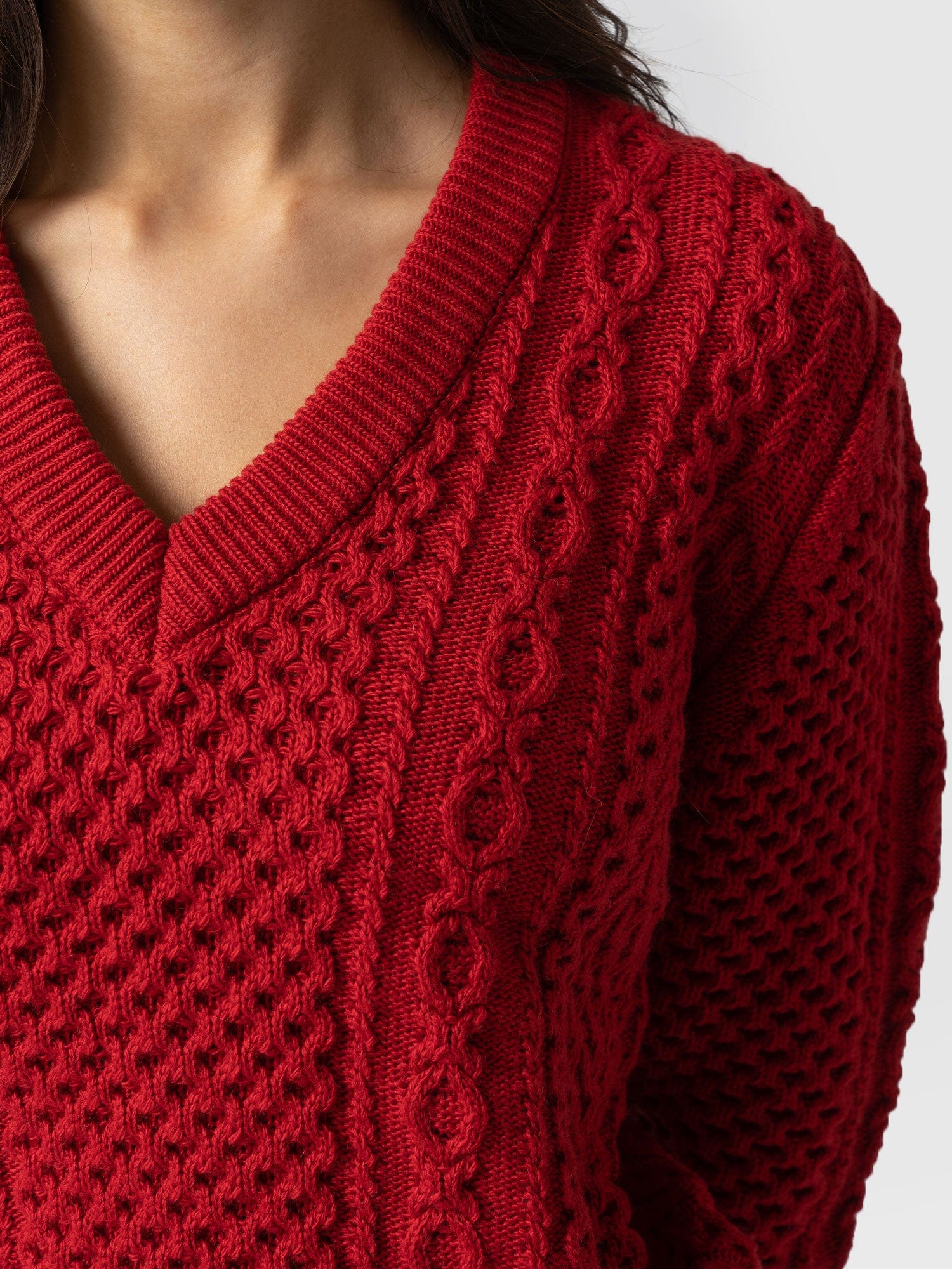 Billie Aran Short Knit Jumper Red